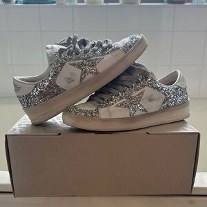 Golden Goose Silver Glitter Sneakers